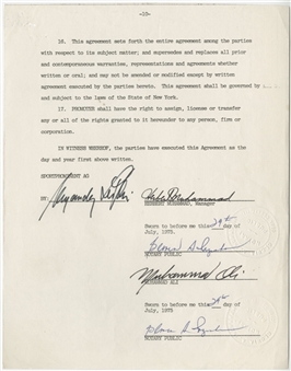 1975 Muhammad Ali Signed and Notarized Fight Contract